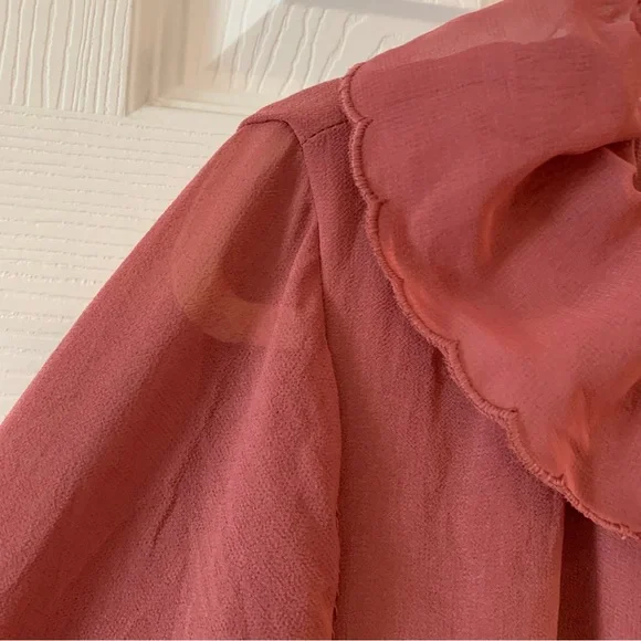 Universal Thread Long Sleeve Lined with Tassels Dusty Rose Blouse NWT Size S - Picture 7 of 15